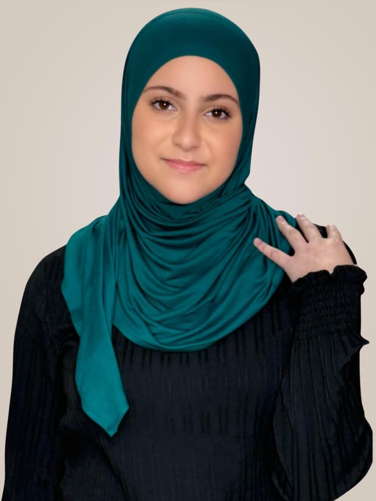 Modish Girl Pre-Sewn Jersey Hijab-Pine Green