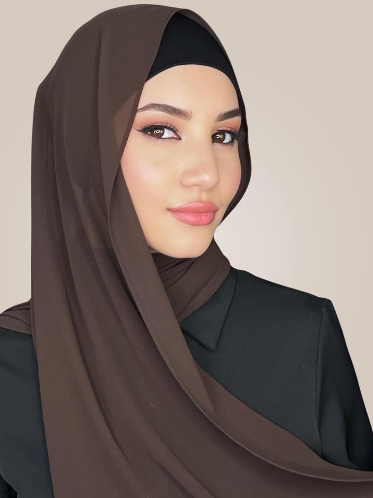 Luxury Chiffon Hijab-Brown