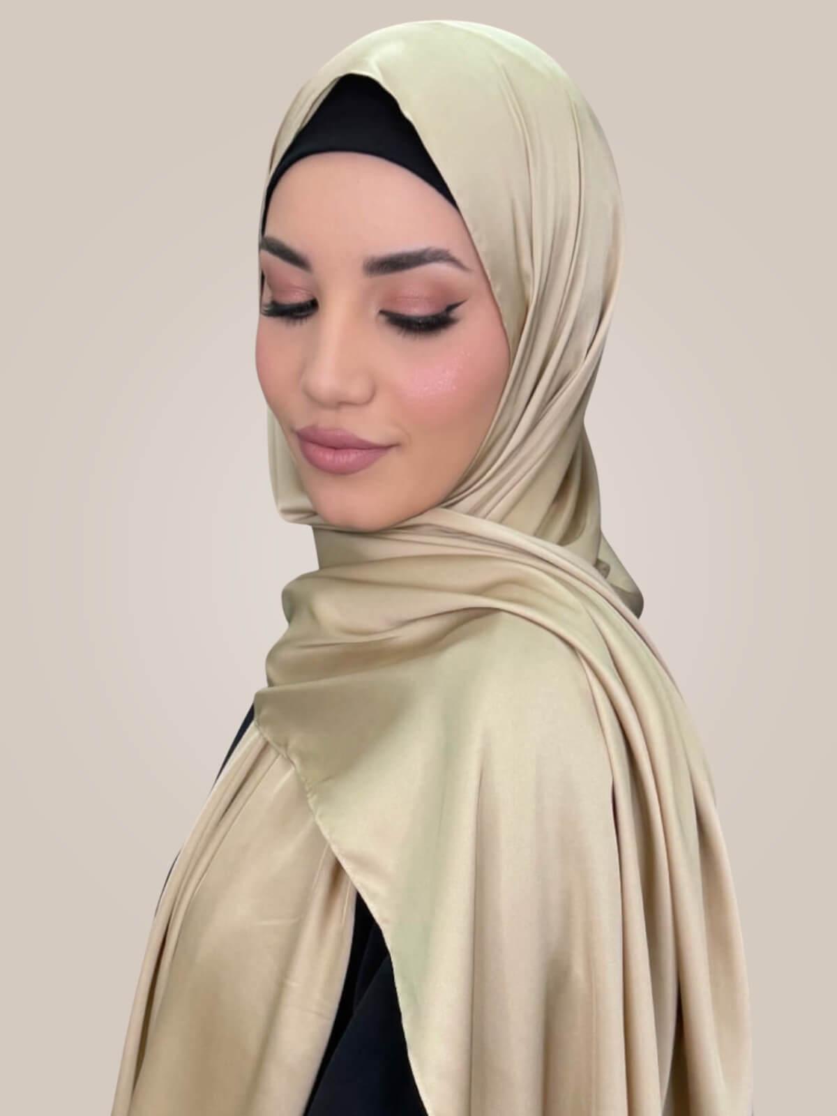 Premium Satin Hijab-Soft Gold