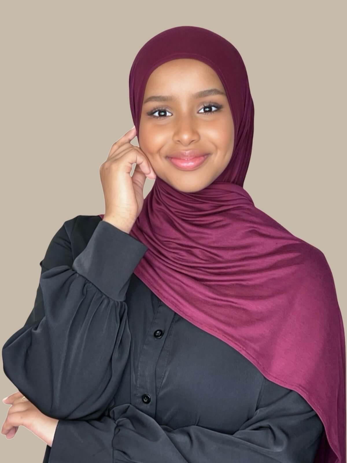 Pre-Sewn Jersey Hijab-Burgundy