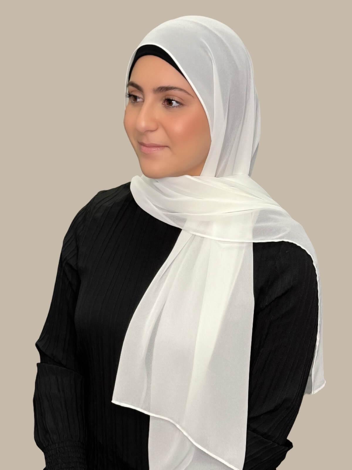 Modish Girl Luxury Chiffon Hijab-Floral White