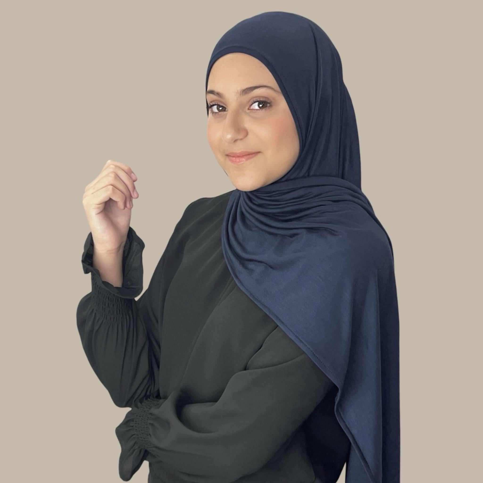 Modish Girl Pre-Sewn Jersey Hijab-Navy