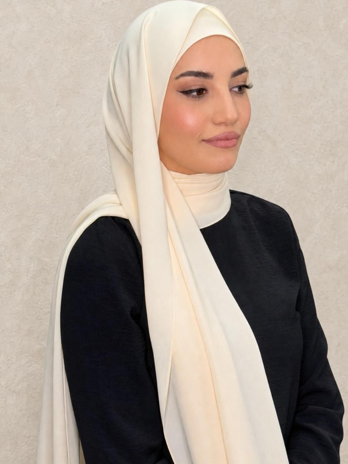 Matching Chiffon Hijab Set-Ivory Lace