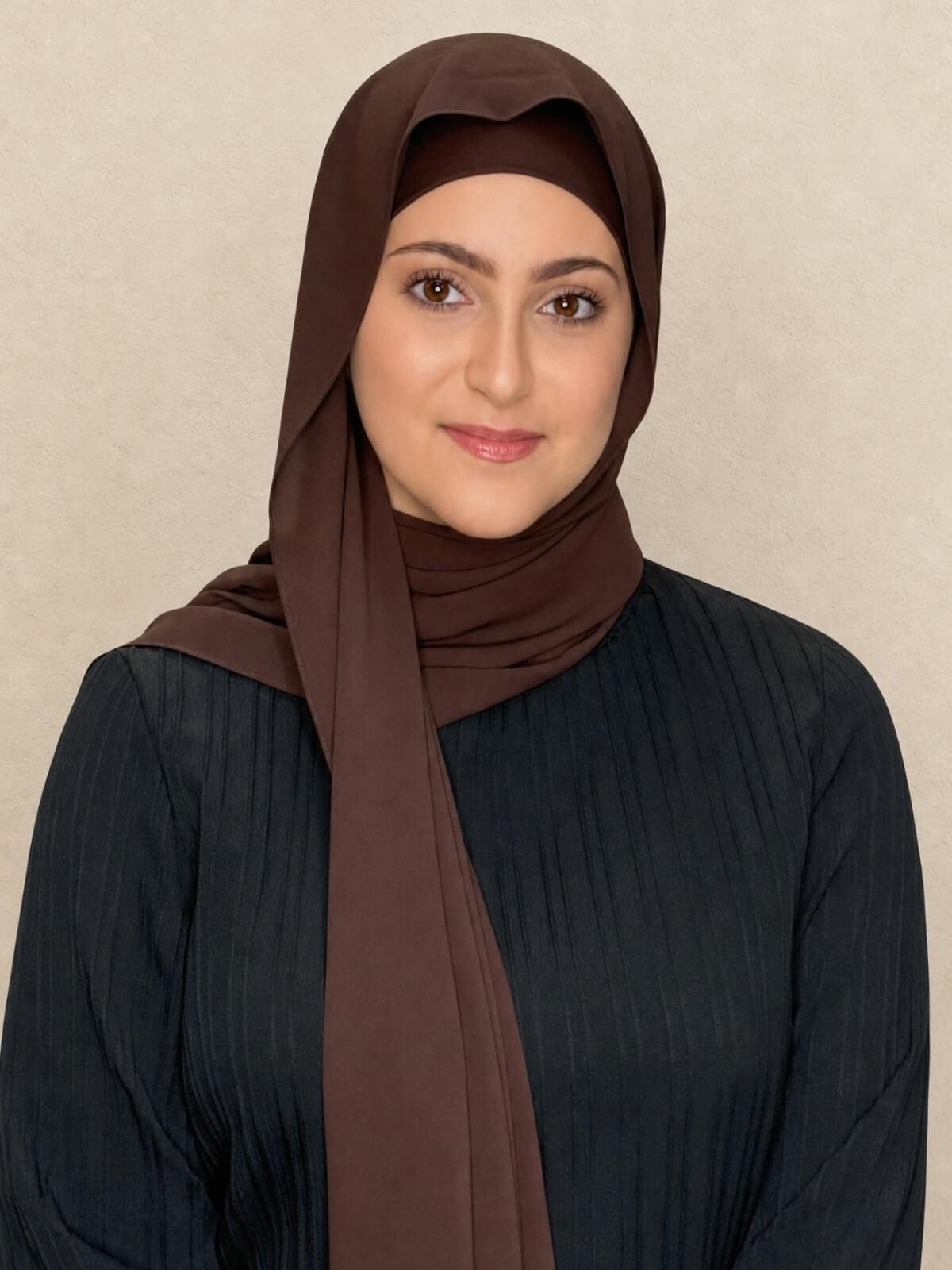 Modish Girl Matching Chiffon Hijab Set-Umber