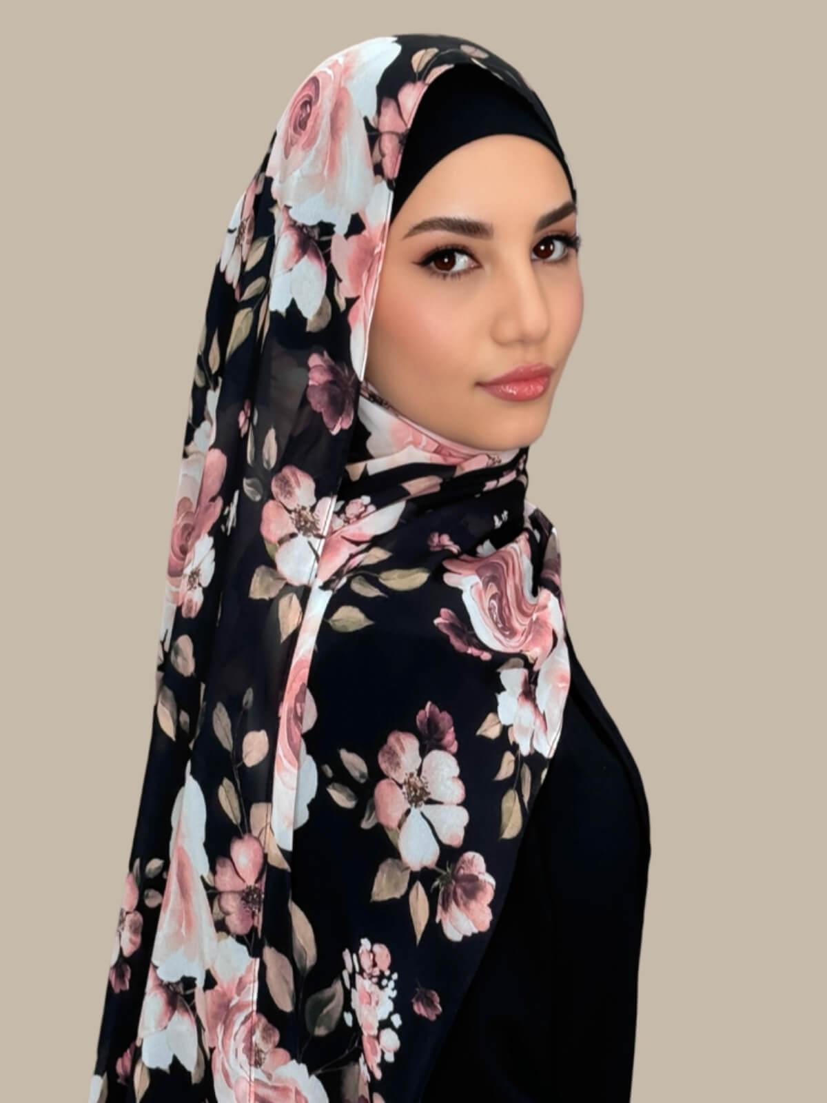 Printed Chiffon Hijab-Breathless Blossom