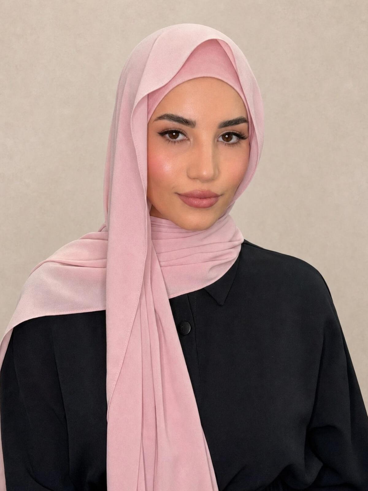 Matching Chiffon Hijab Set-Antique Pink