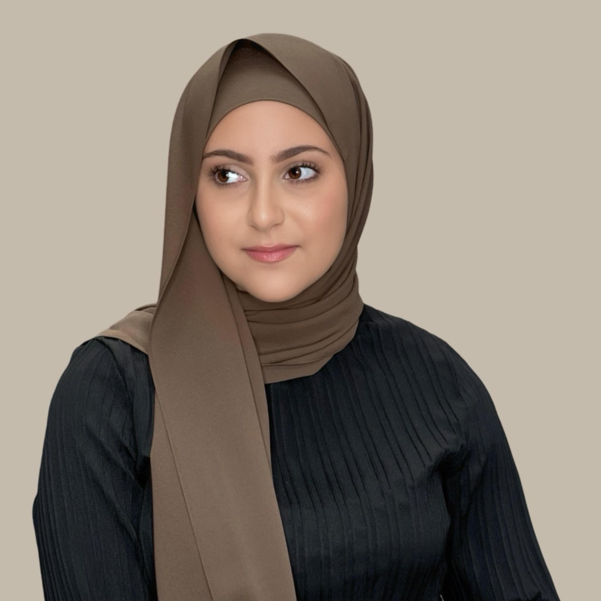 Modish Girl Matching Chiffon Hijab Set-Walnut Brown