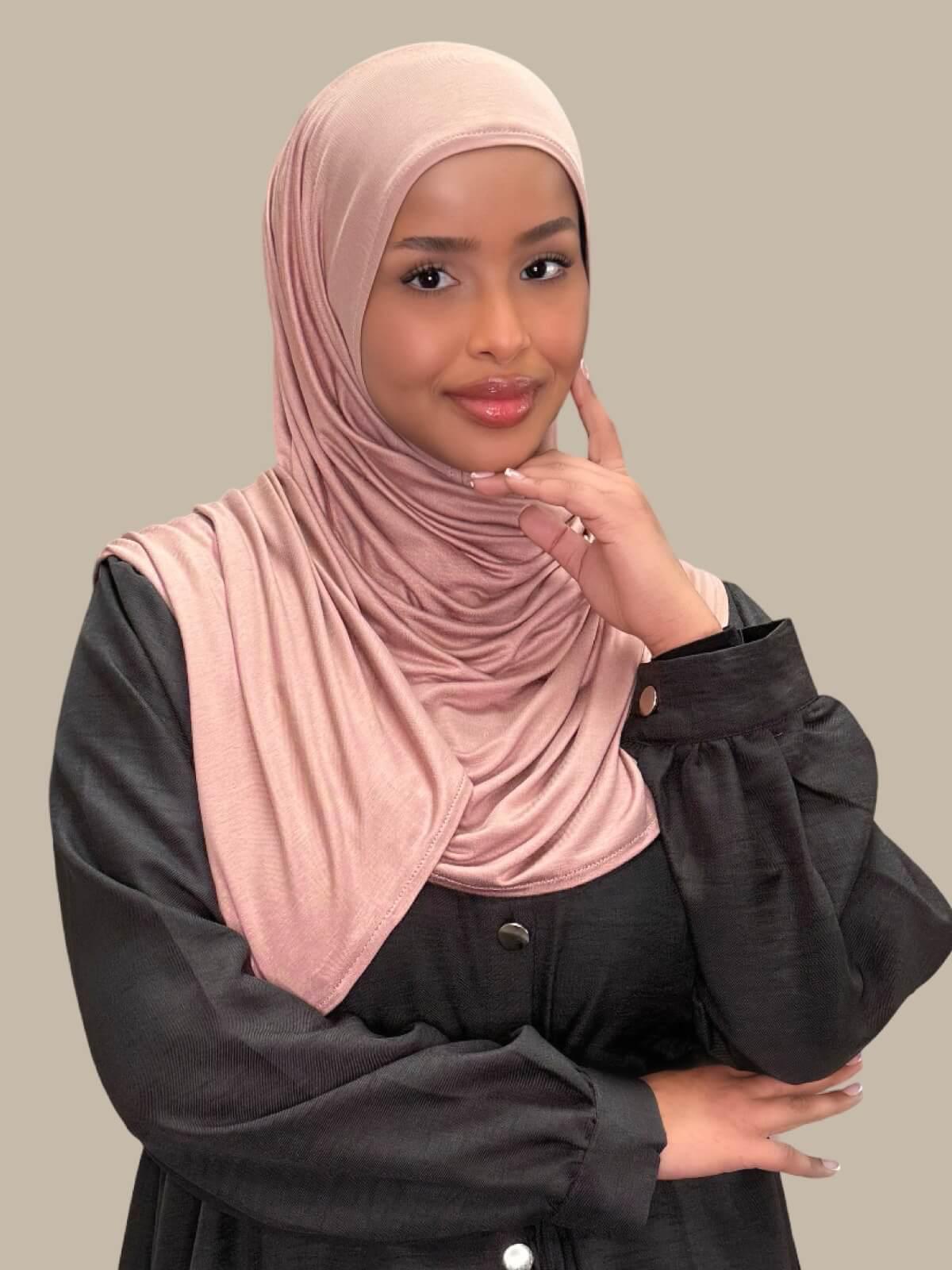 Pre-Sewn Jersey Hijab-Dusty Rose