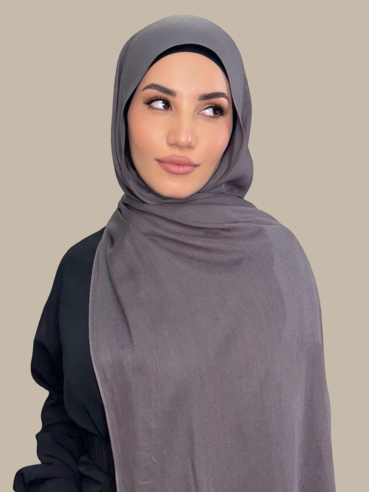 Cotton Modal Hijab-Graphite Grey
