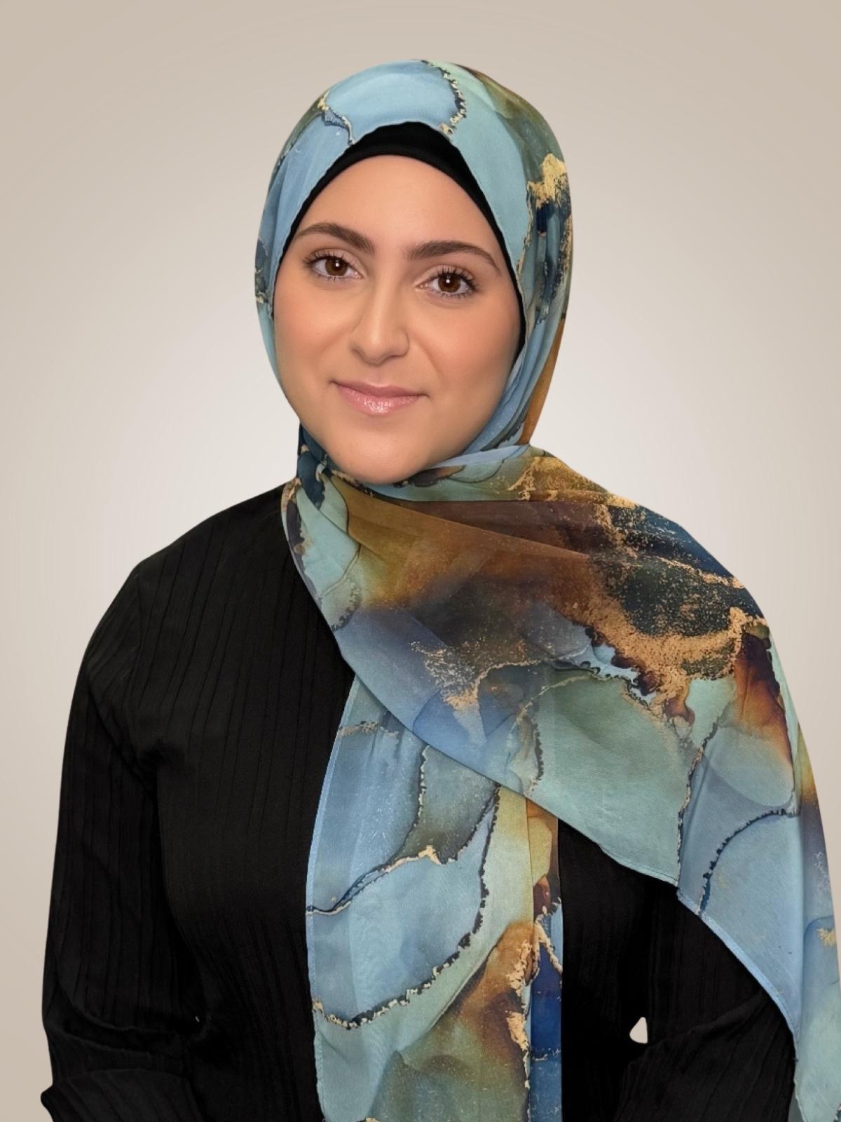 Modish Girl Printed Chiffon Hijab- Deep Horizon