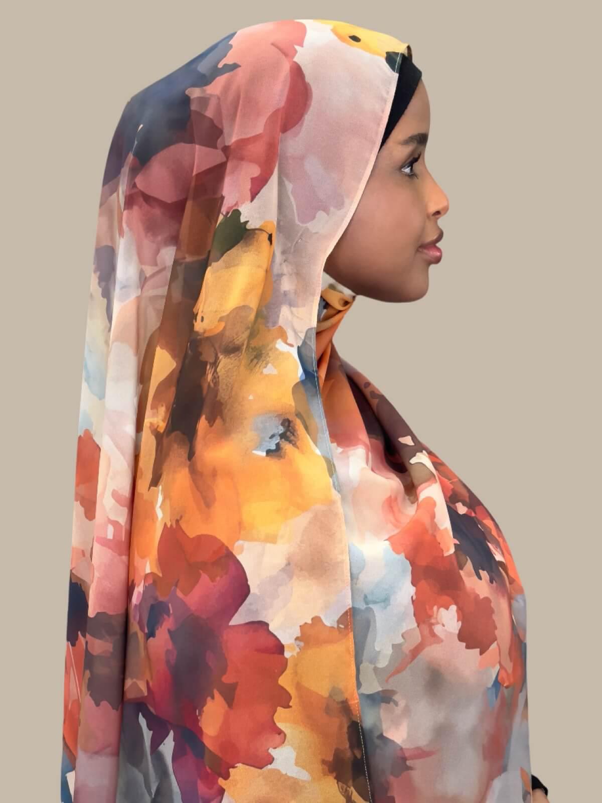 Printed Chiffon Hijab-Sienna Petals