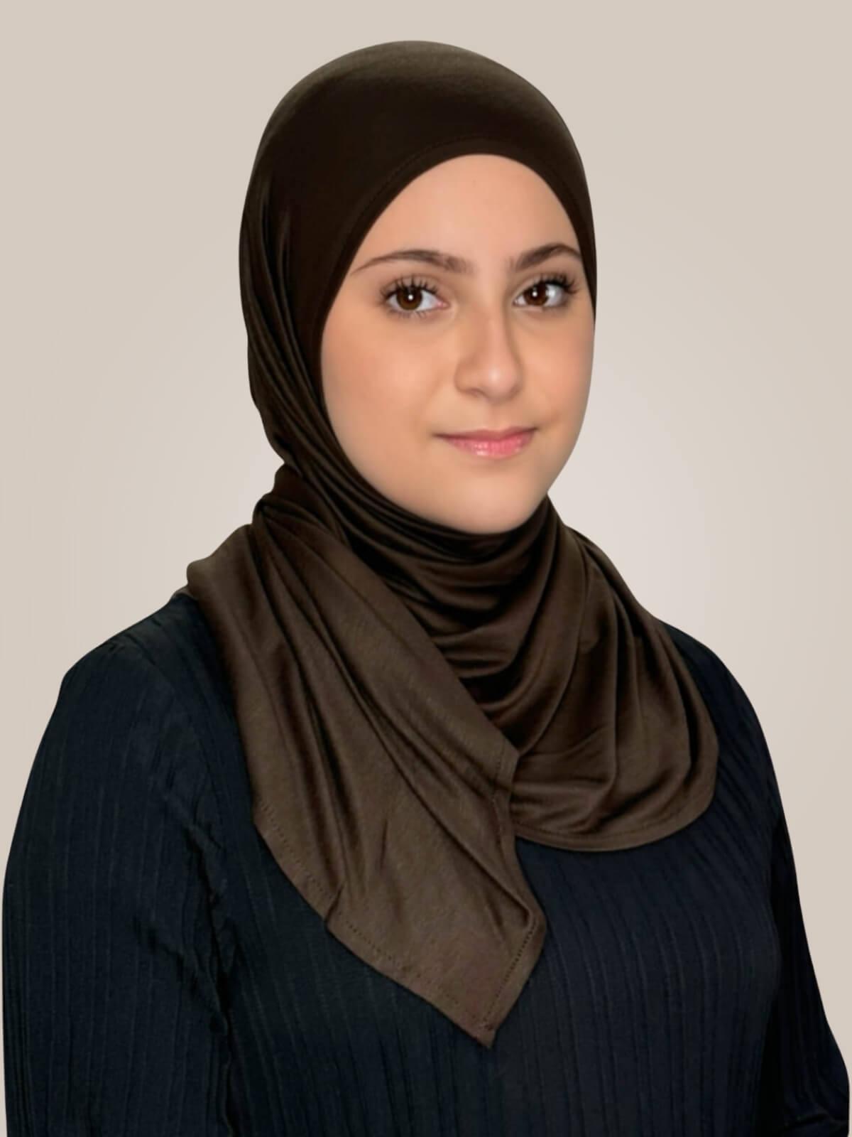 Modish Girl Pre-Sewn Jersey Hijab-Chocolate Brown