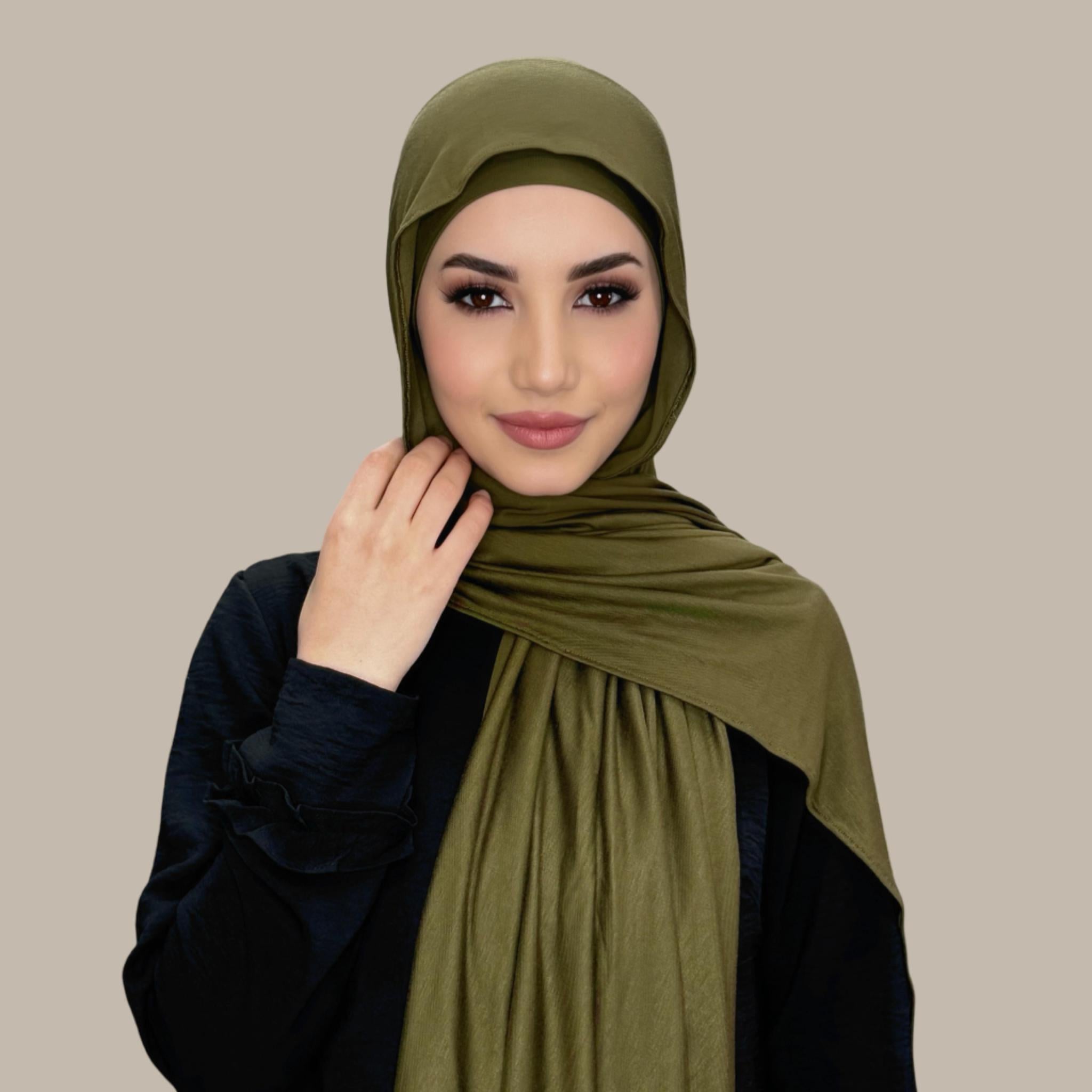 Premium Jersey Hijab-Olive Green