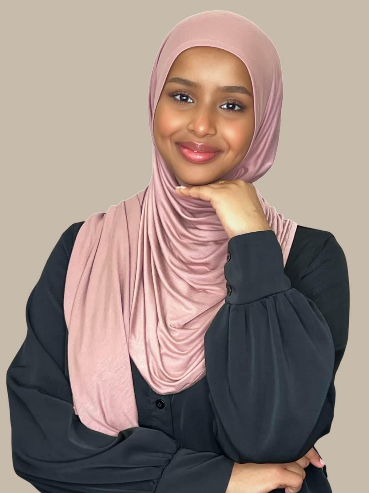 Pre-Sewn Jersey Hijab-Dusty Rose