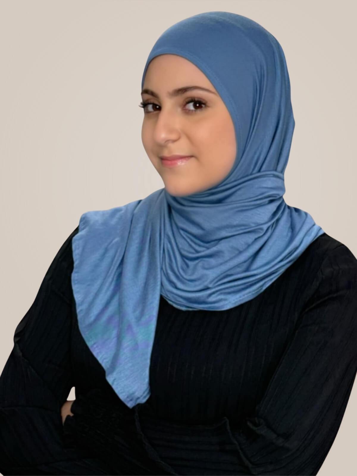 Modish Girl Pre-Sewn Jersey Hijab-Blue Grey