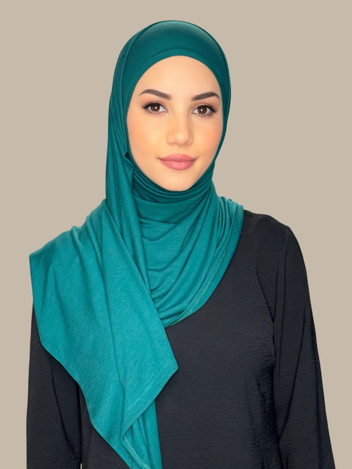 Pre-Sewn Jersey Hijab-Pine Green