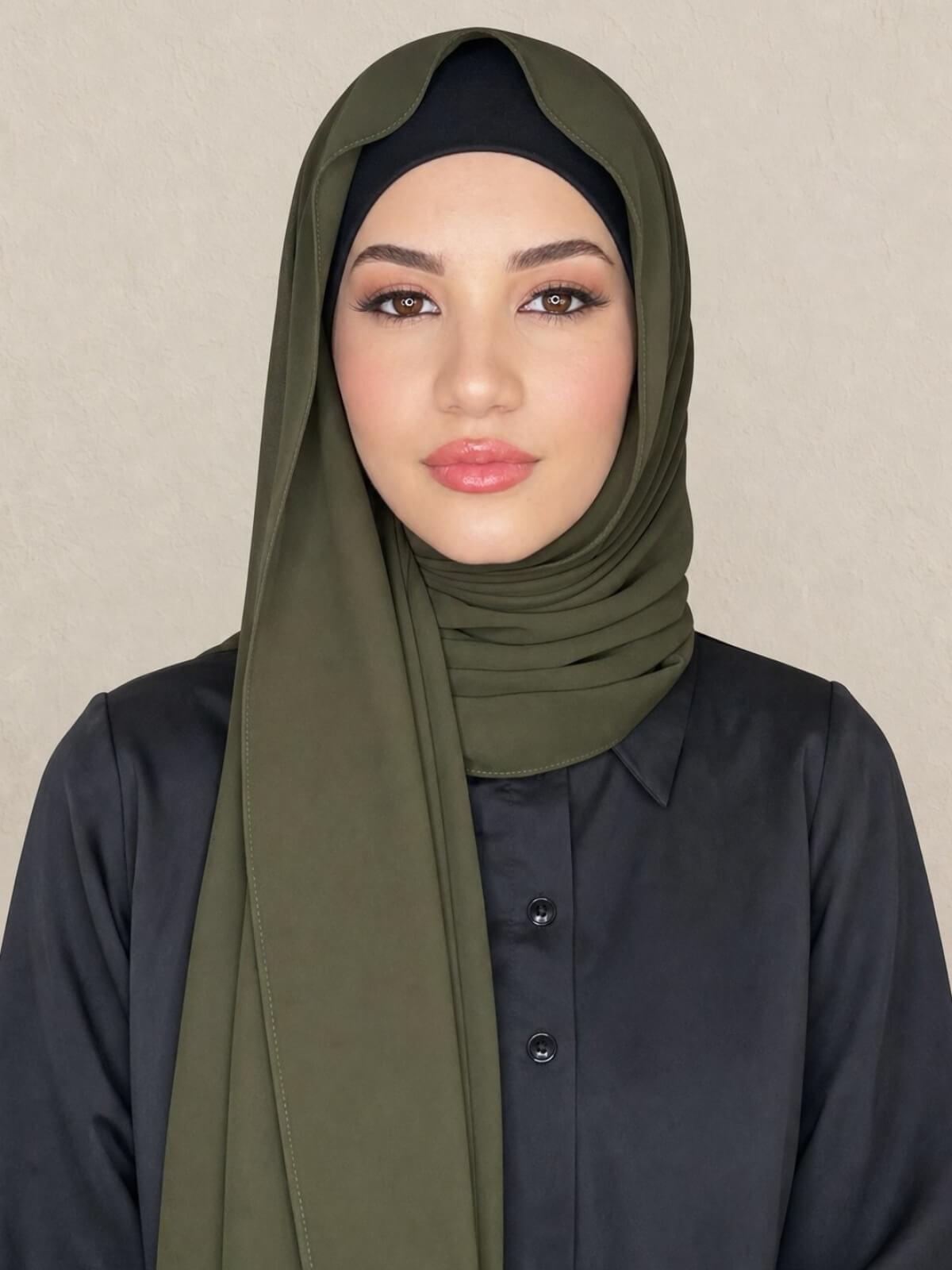 Classic Chiffon Hijab-Uniform Green