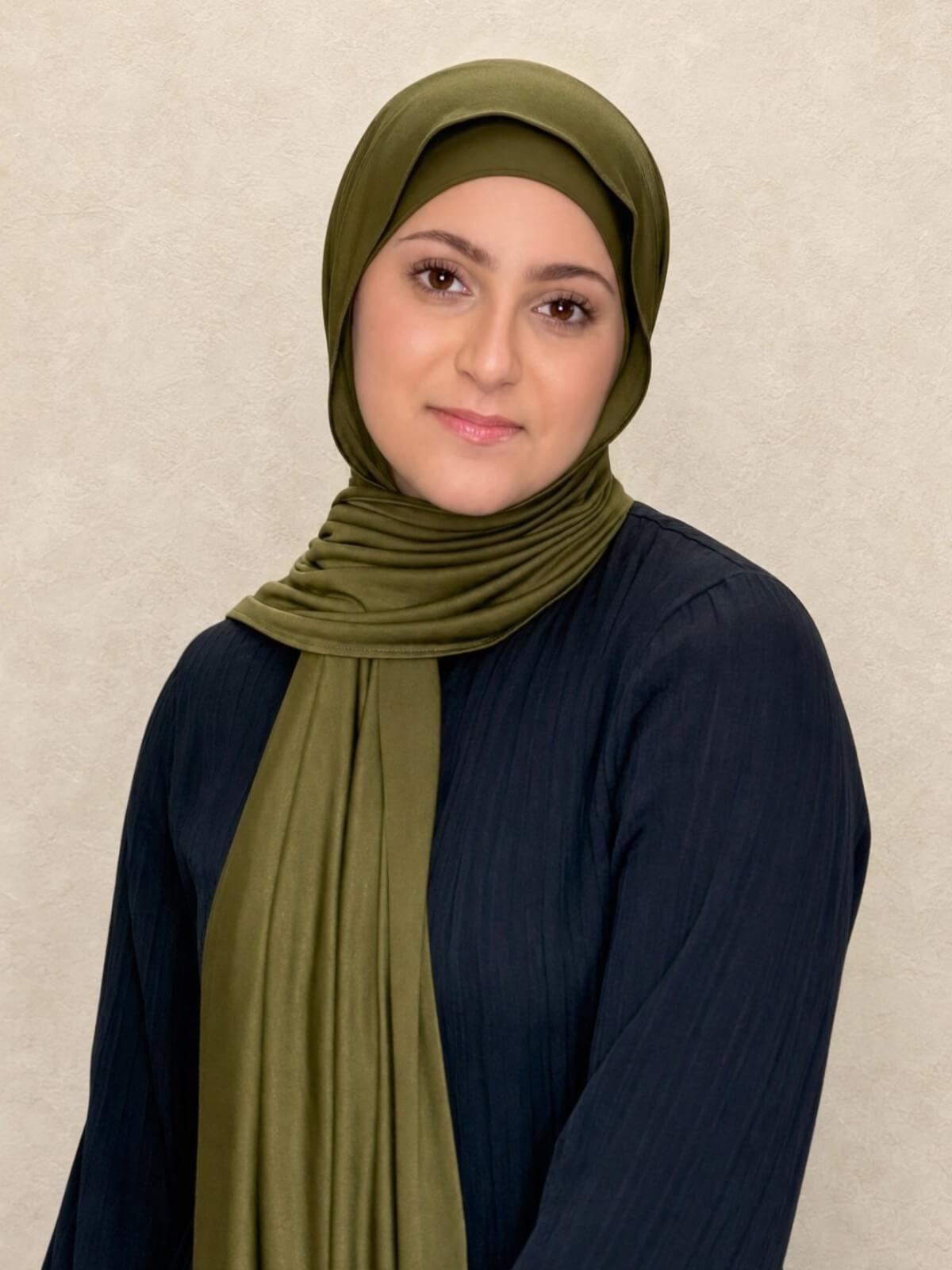 Modish Girl Premium Jersey Hijab-Olive Green