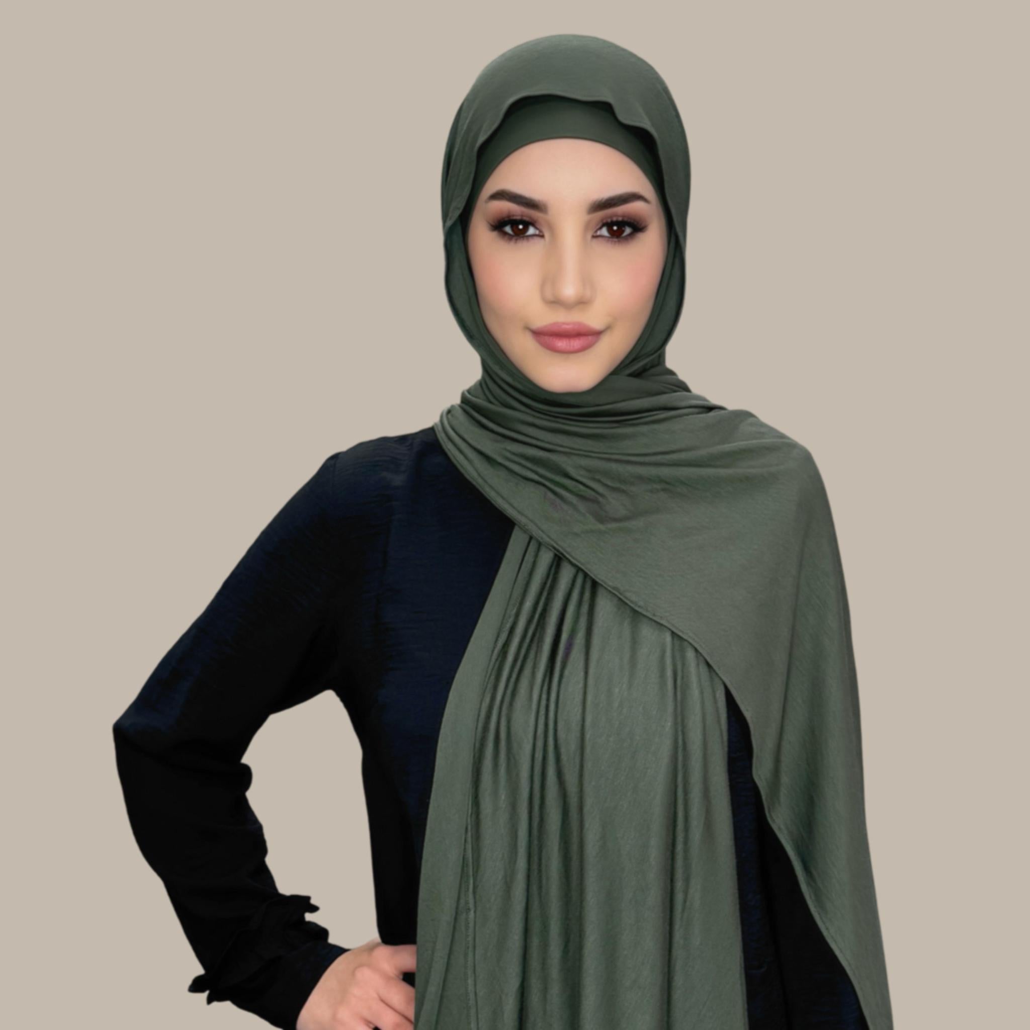 Premium Jersey Hijab-Army Green