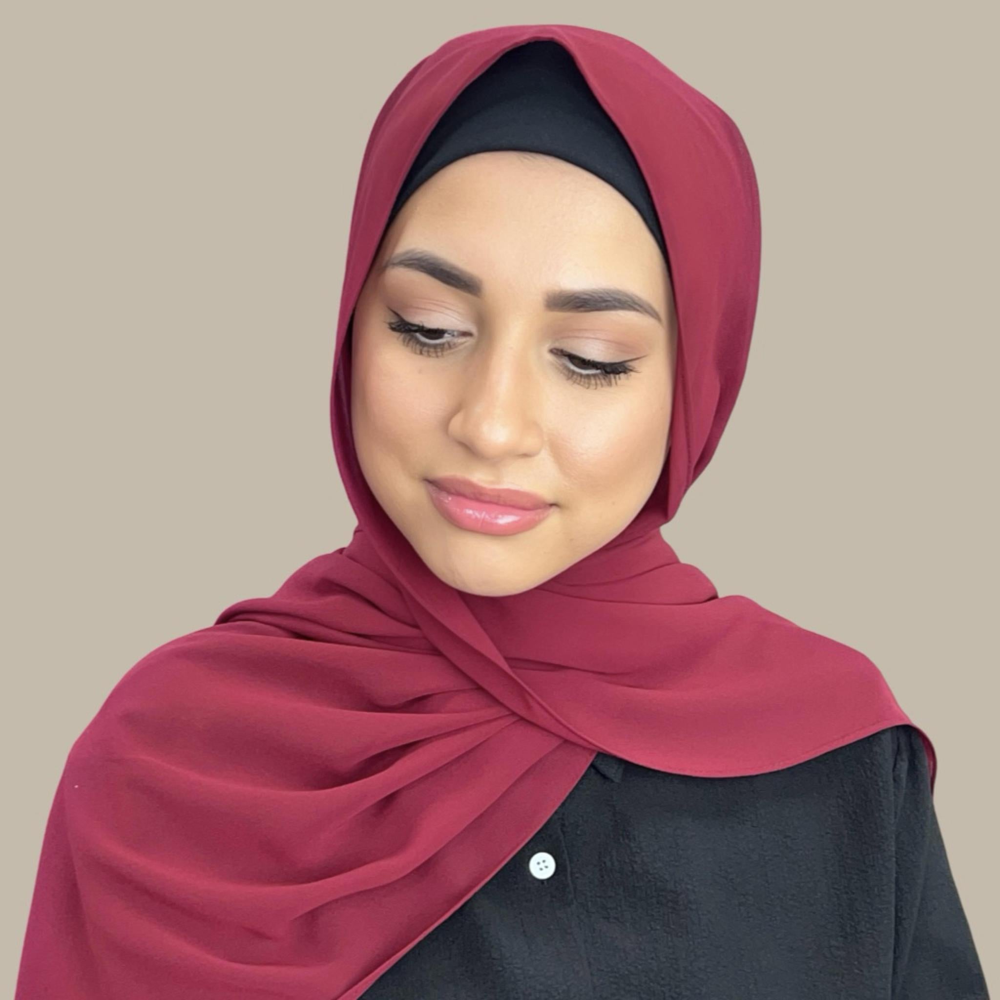 Luxury Chiffon Hijab-Blood Red