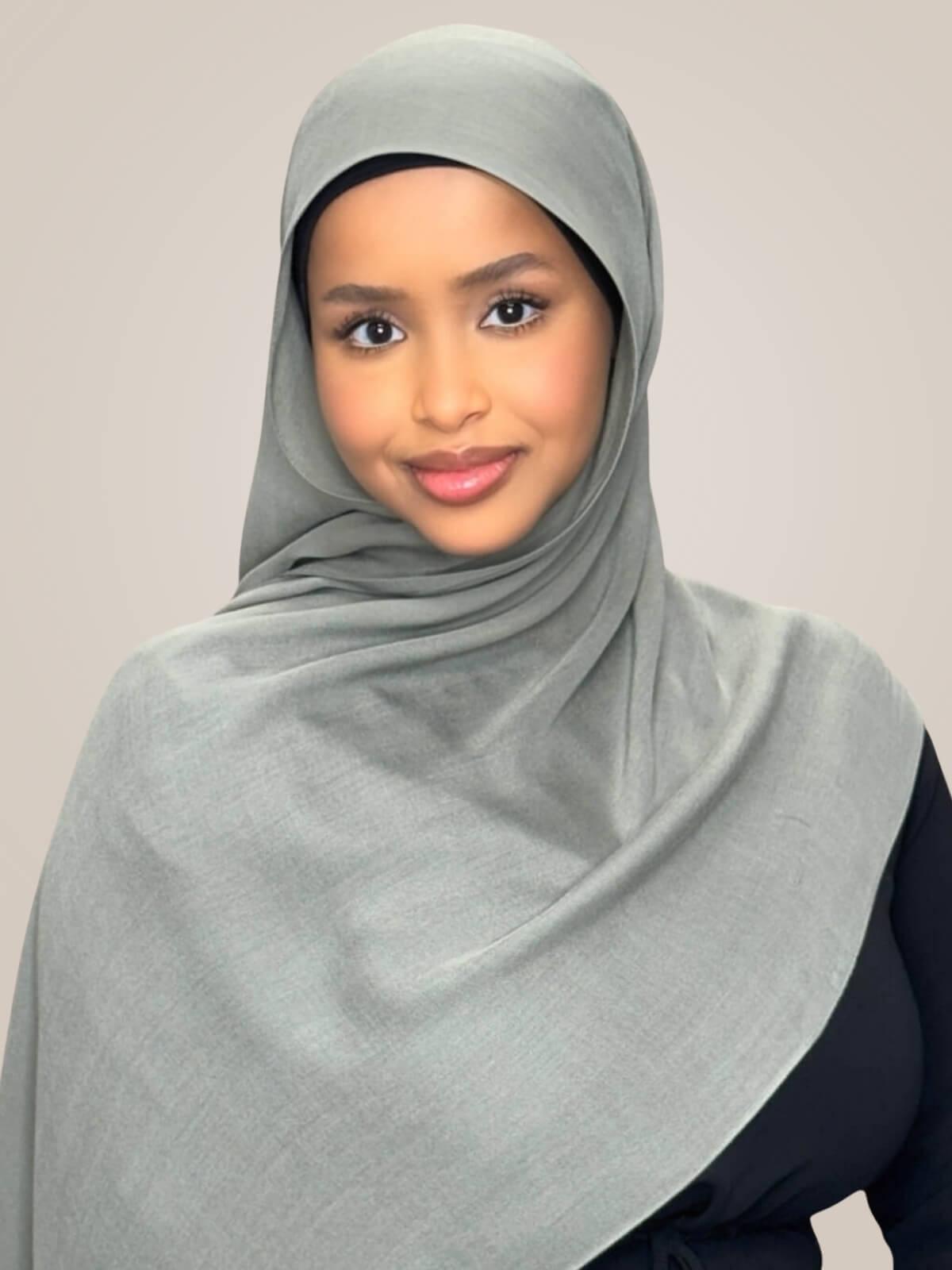 Cotton Modal Hijab-Slate Green