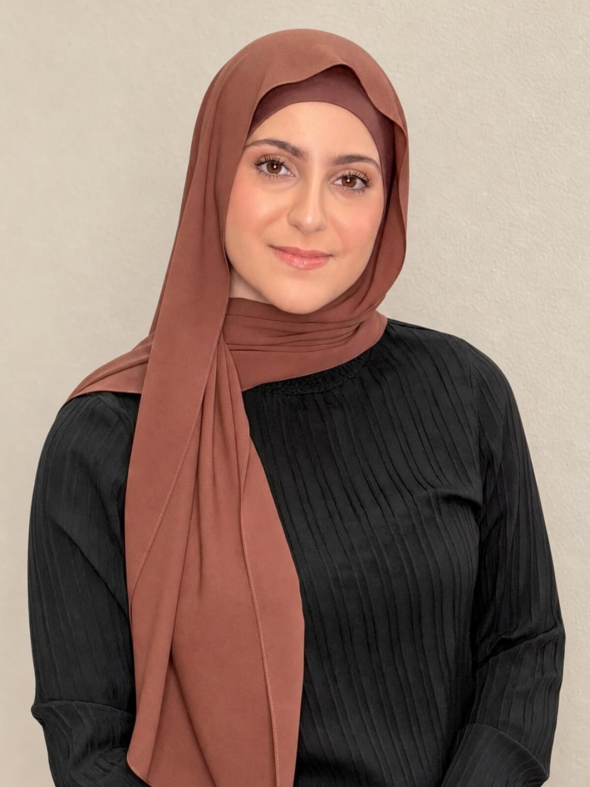 Modish Girl Matching Chiffon Hijab Set-Burnt Redwood