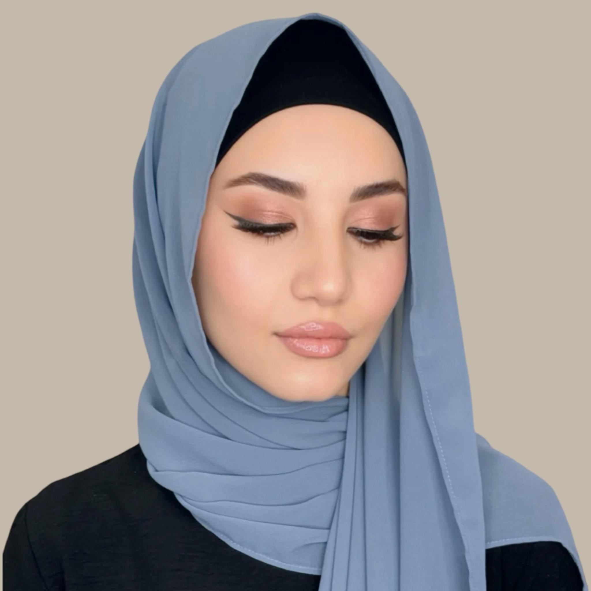 Luxury Chiffon Hijab-Dusty Blue