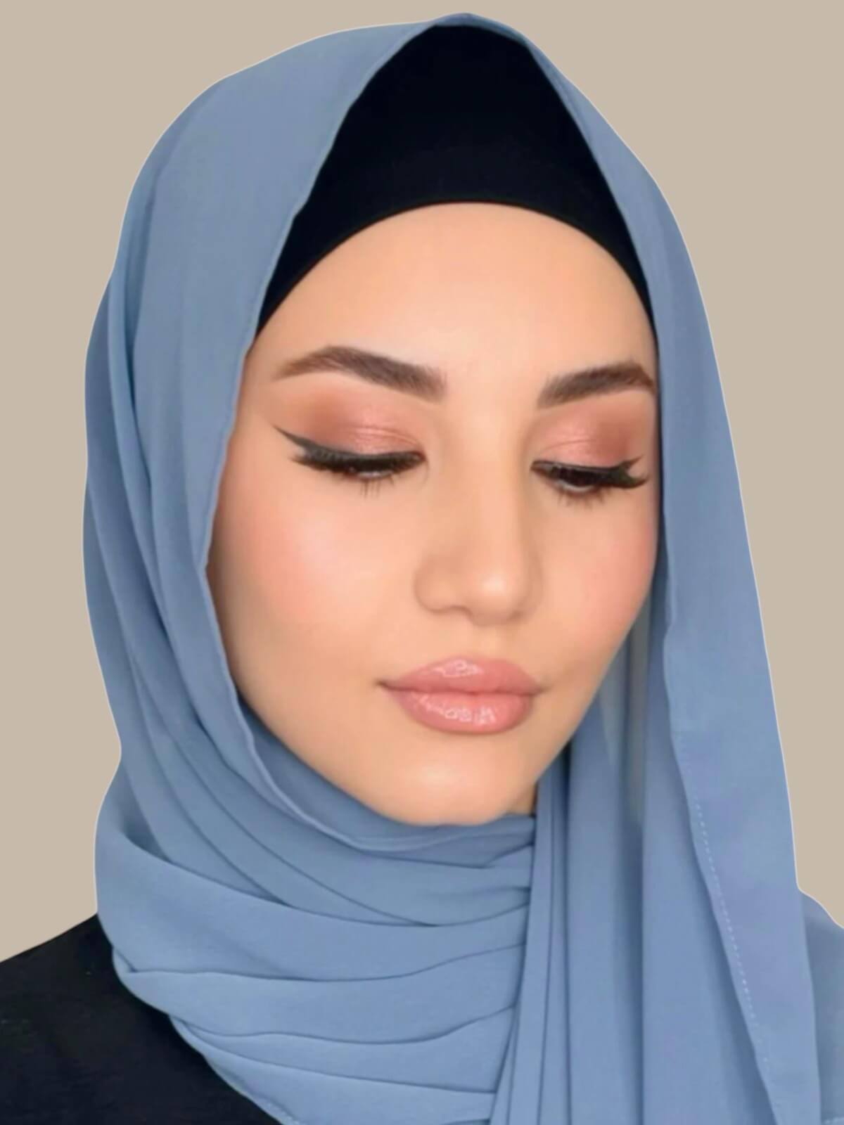 Luxury Chiffon Hijab-Dusty Blue