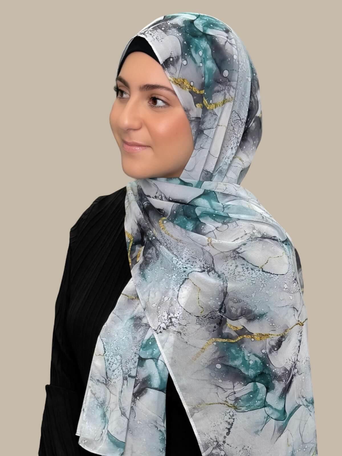 Modish Girl Printed Chiffon Hijab- Mystic Marble