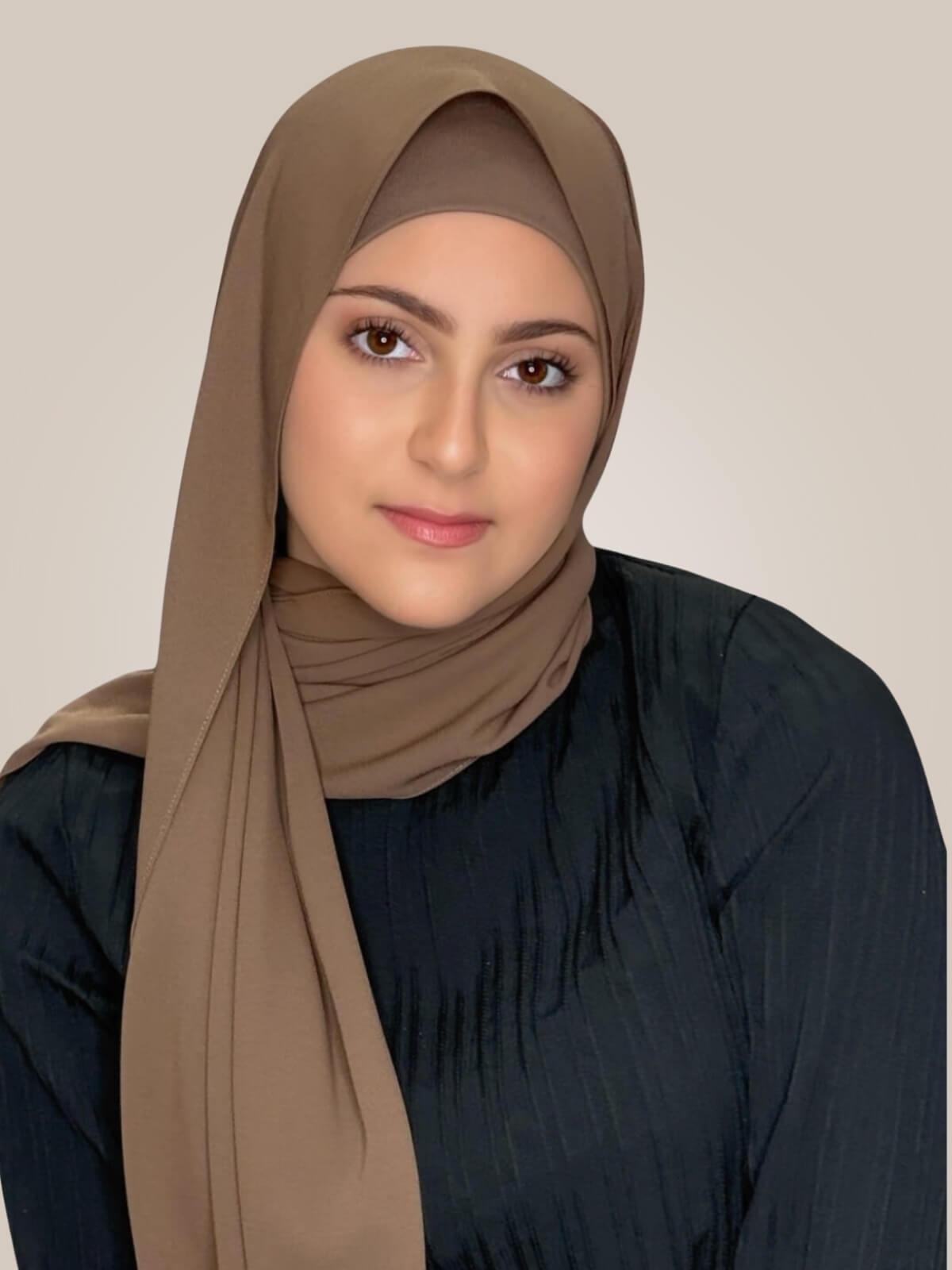 Modish Girl Matching Chiffon Hijab Set-Walnut Brown