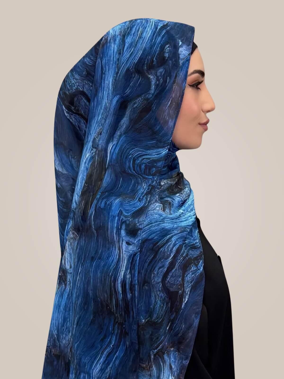 Printed Chiffon Hijab-Ocean Mist