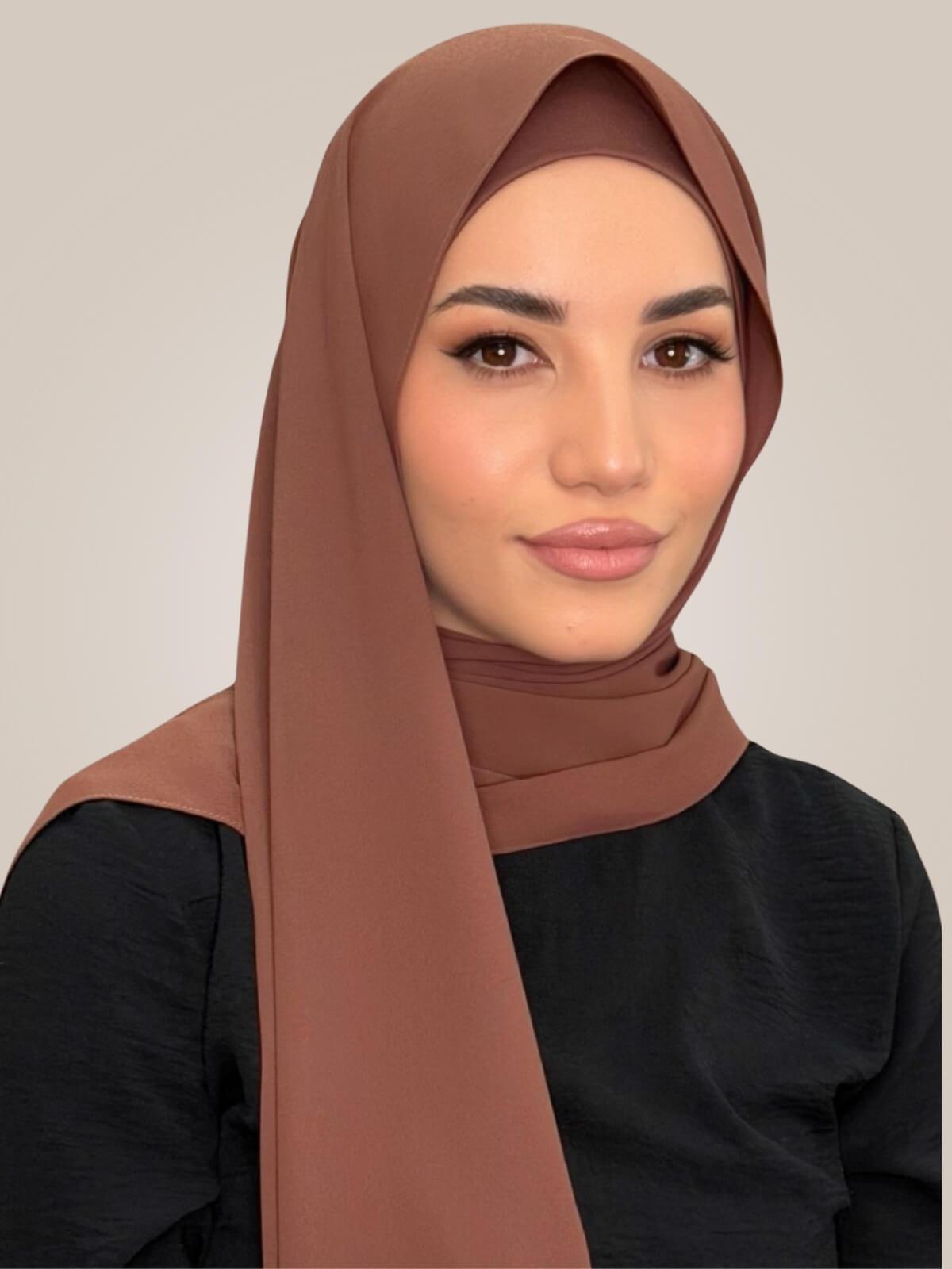 Matching Chiffon Hijab Set-Burnt Redwood
