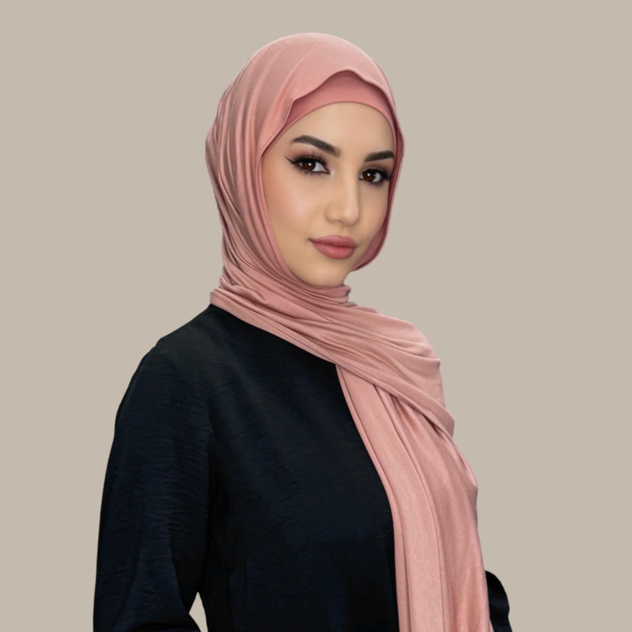 Premium Jersey Hijab-Wood Rose