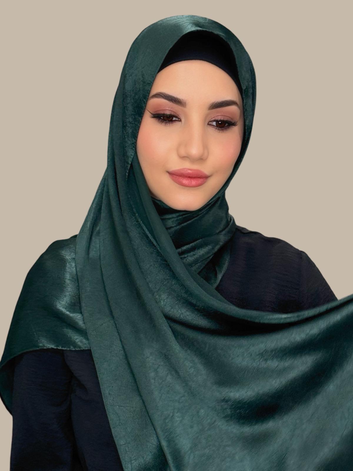 Classic Satin Hijab-Dark Green