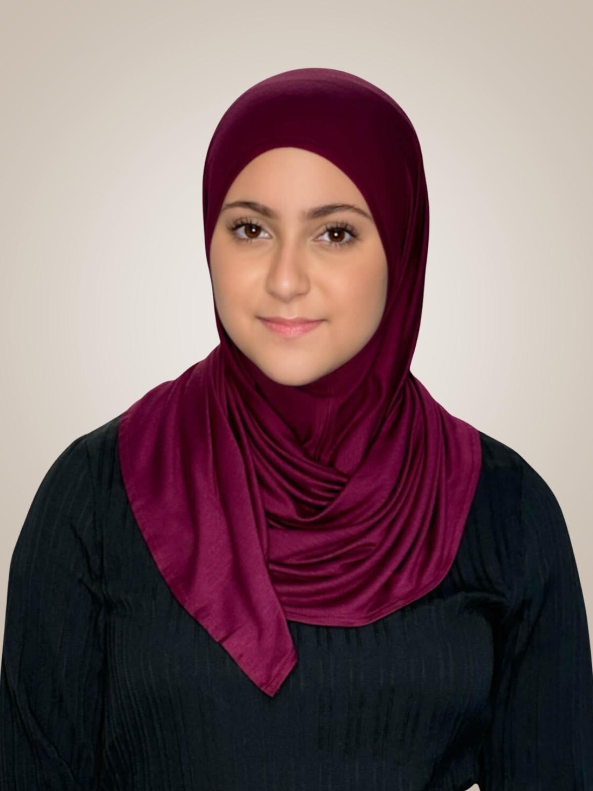 Modish Girl Pre-Sewn Jersey Hijab-Burgundy