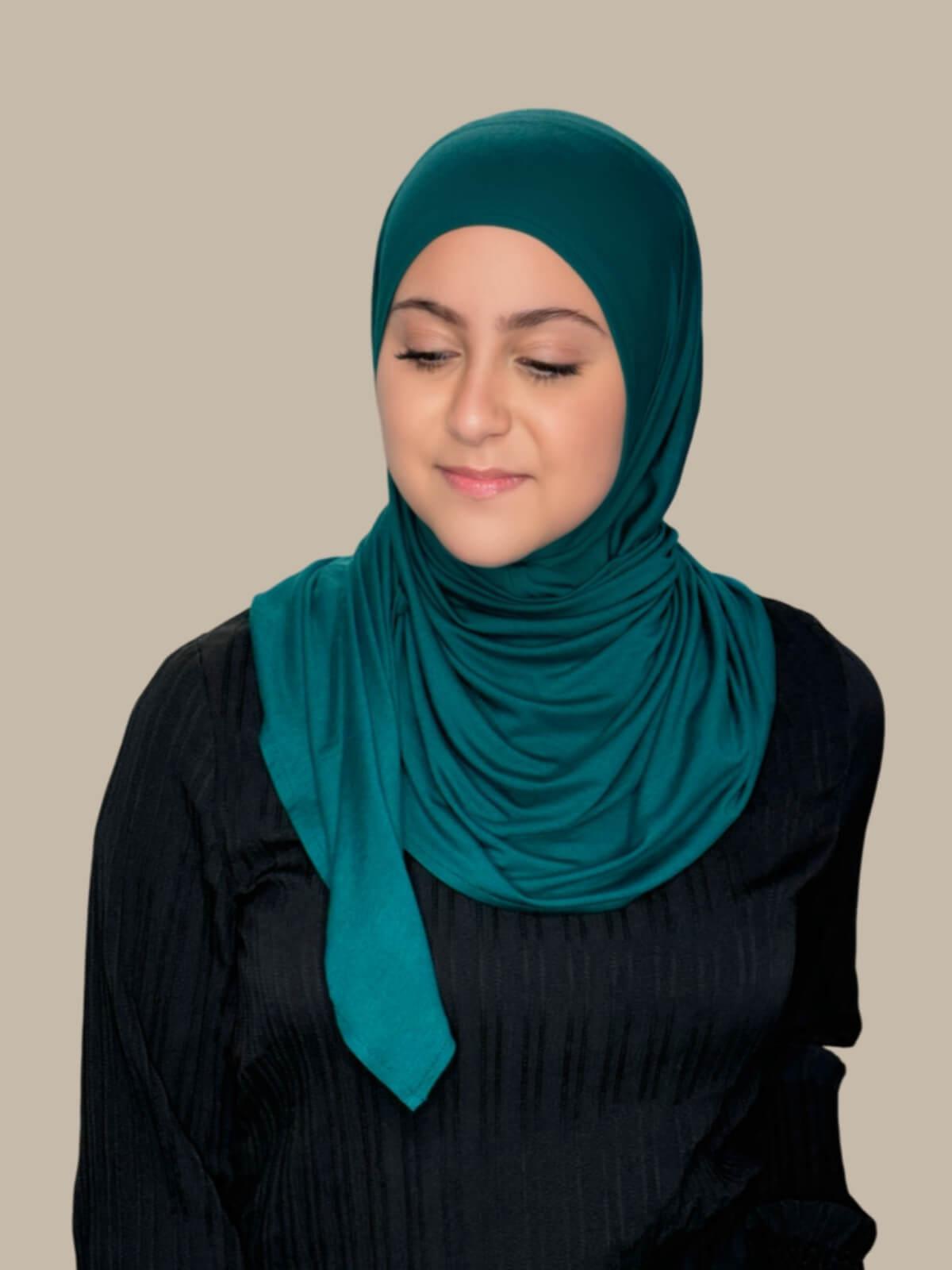 Modish Girl Pre-Sewn Jersey Hijab-Pine Green