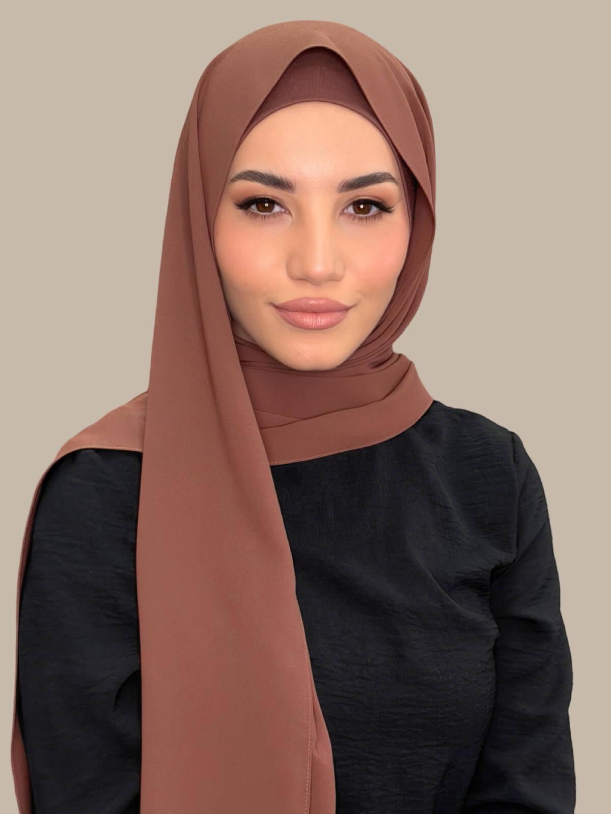 Matching Chiffon Hijab Set-Burnt Redwood