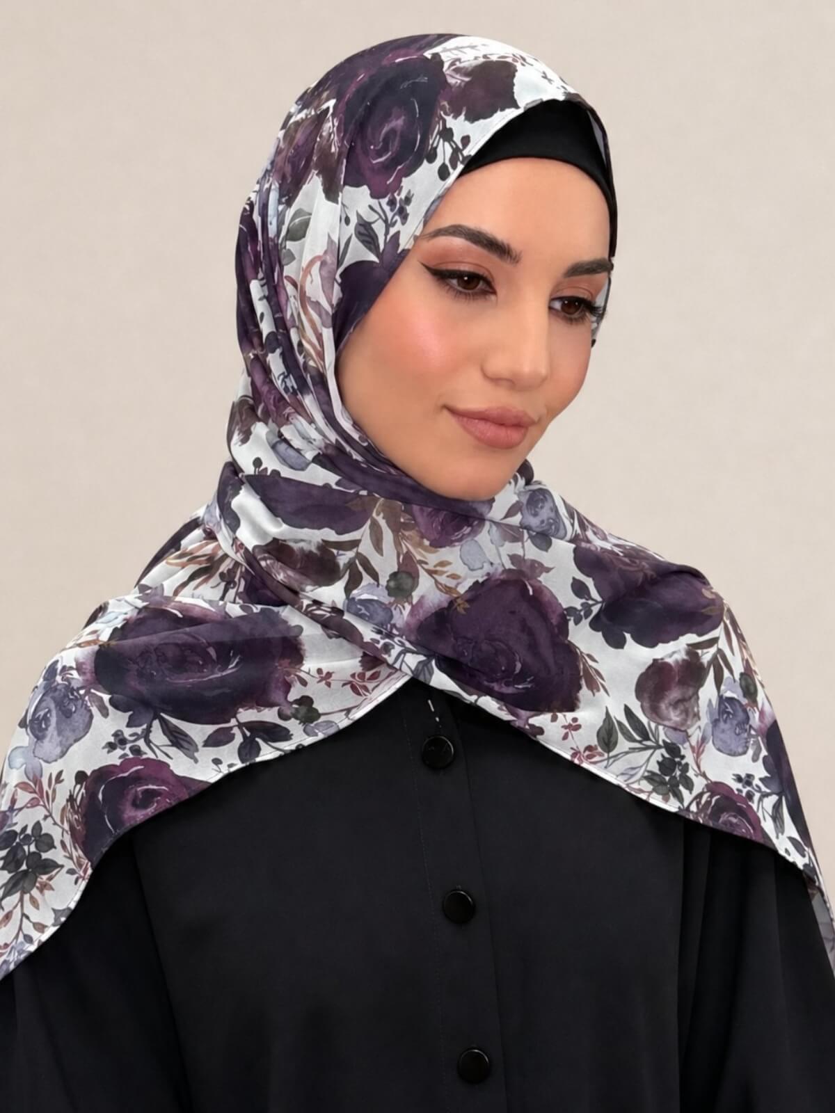 Printed Chiffon Hijab-Plum Orchid