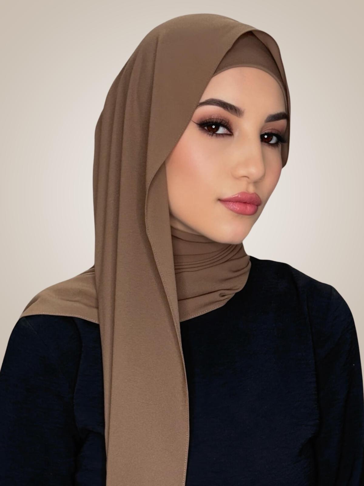 Matching Chiffon Hijab Set-Walnut Brown