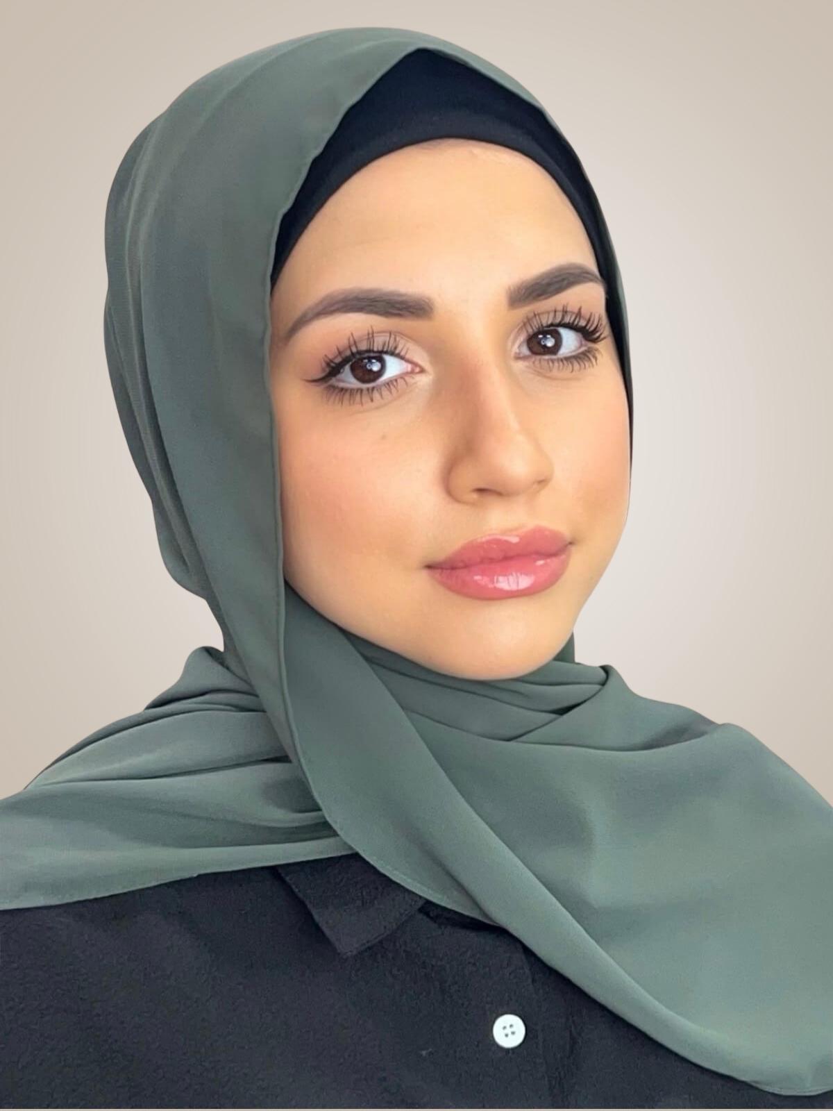 Luxury Chiffon Hijab-Army Green