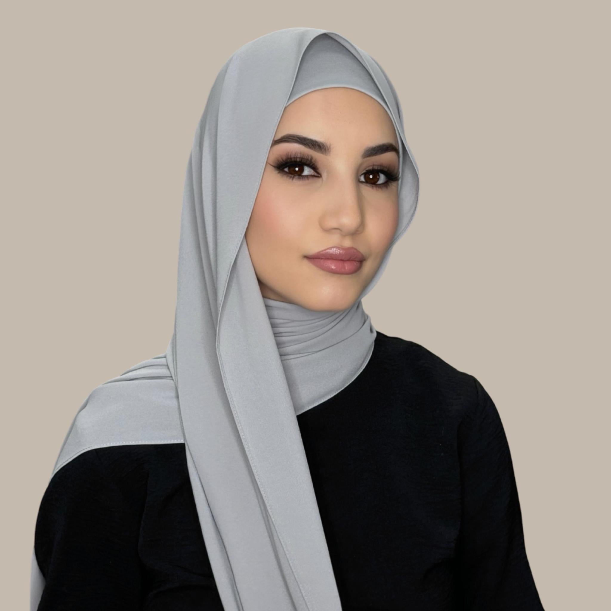 Matching Chiffon Hijab Set-Dolphin Gray