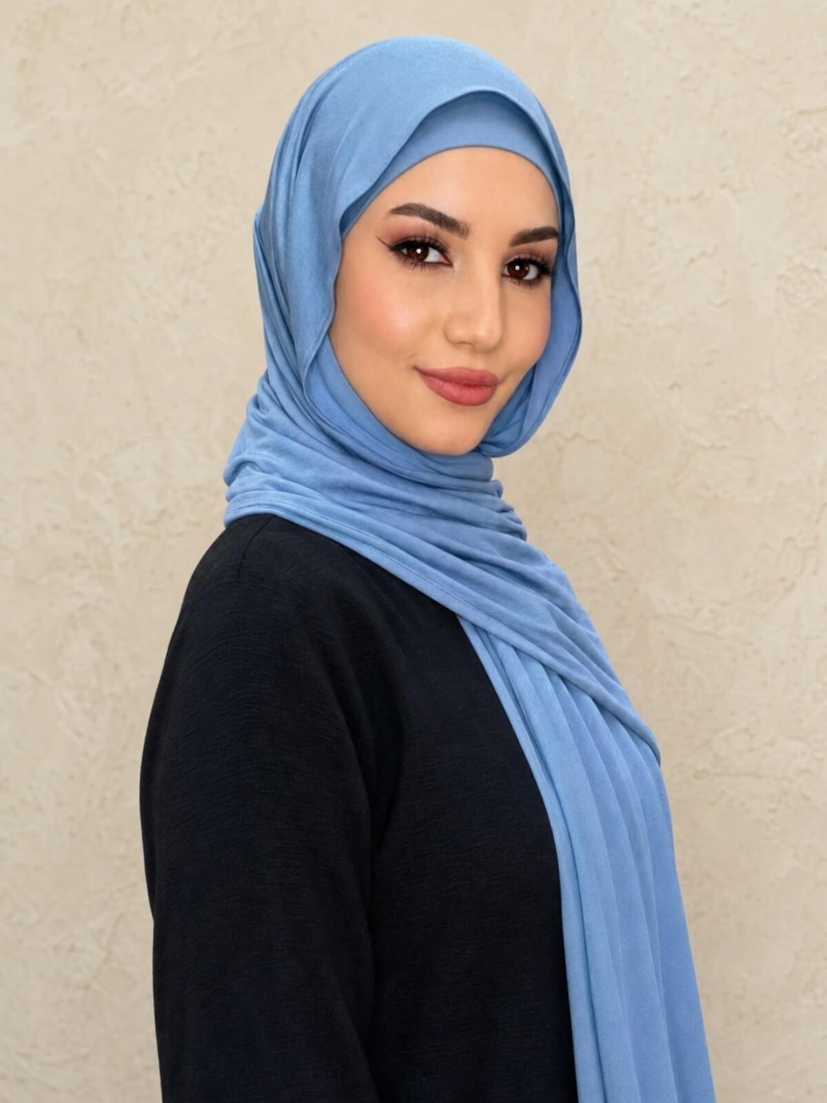 Premium Jersey Hijab-Blue Grey