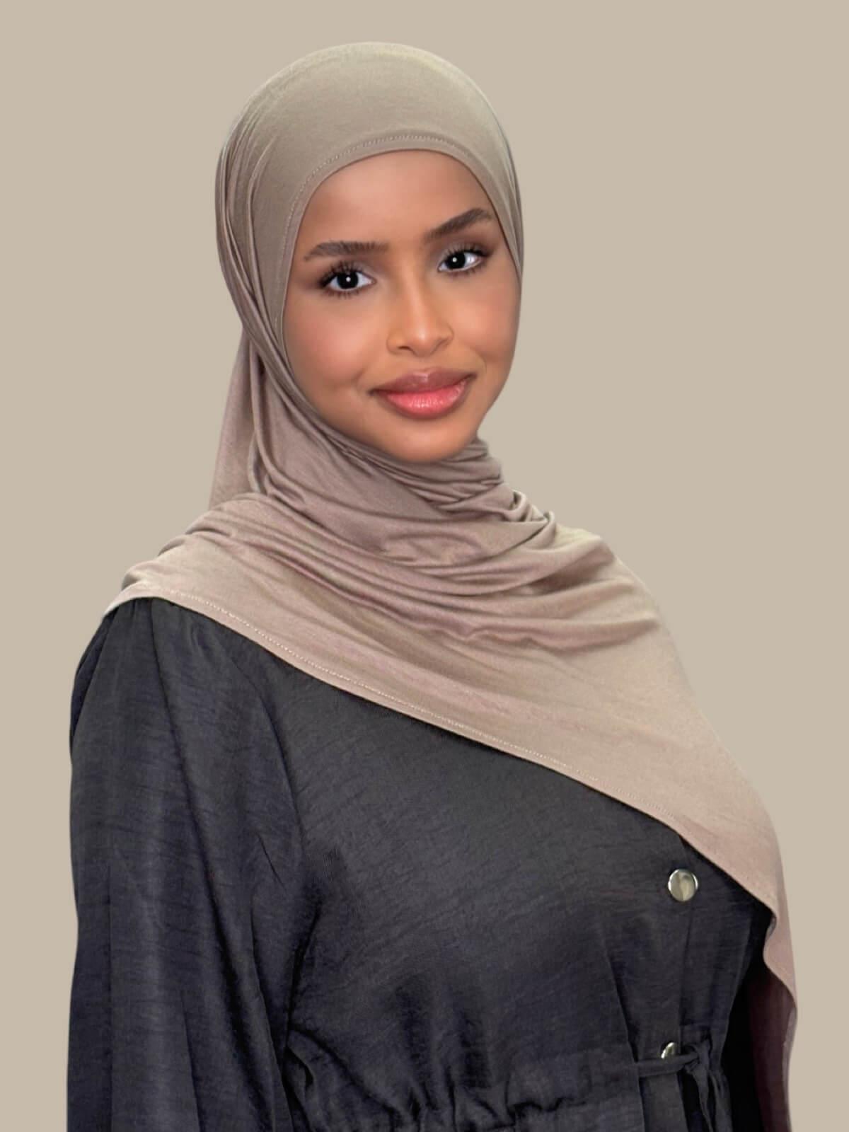 Sandstone Pre-Sewn Jersey Hijab, no pins, just slip on and go