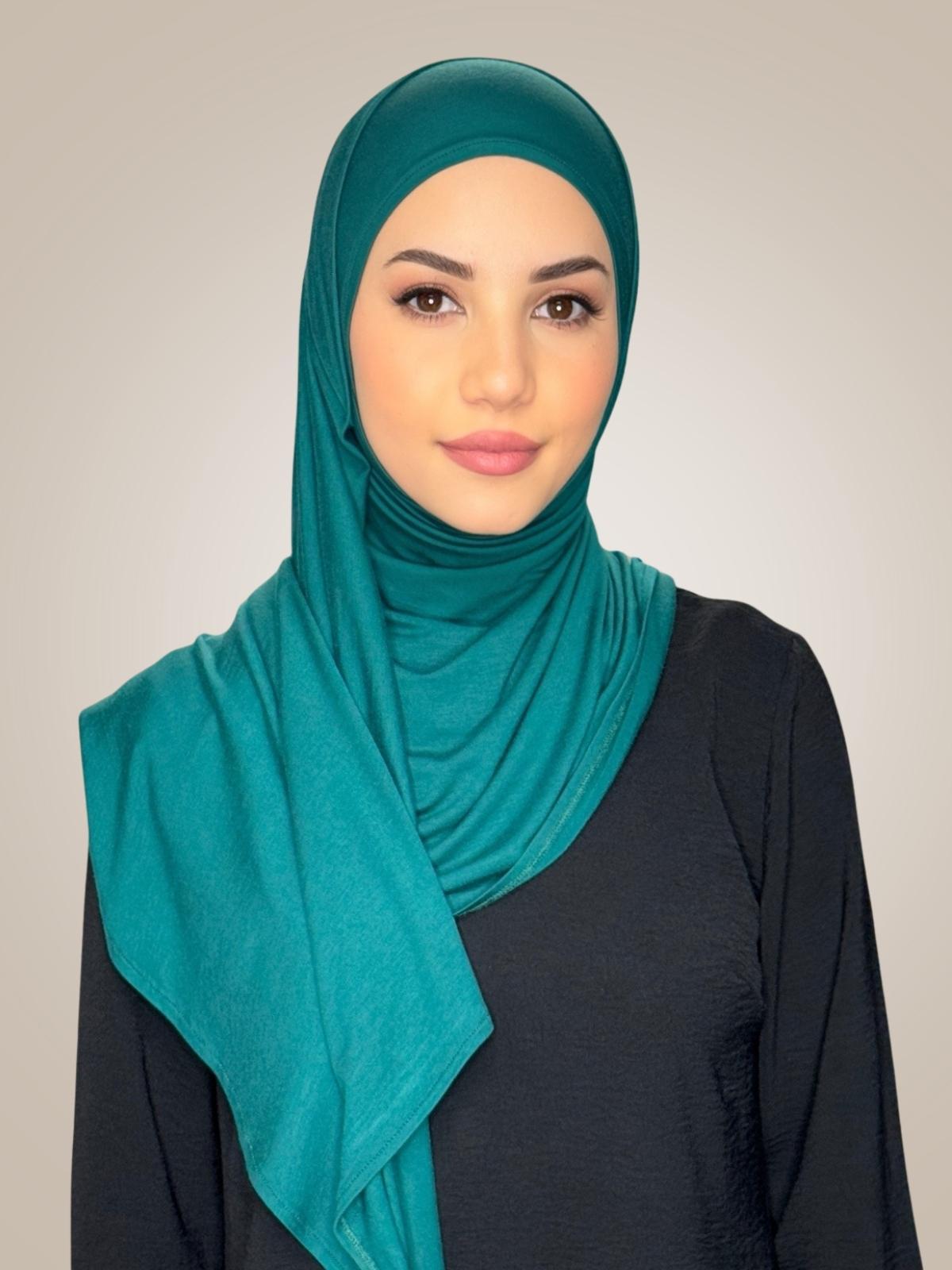 Pre-Sewn Jersey Hijab-Pine Green