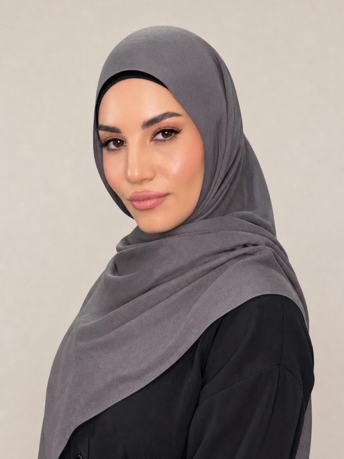 Cotton Modal Hijab-Graphite Grey