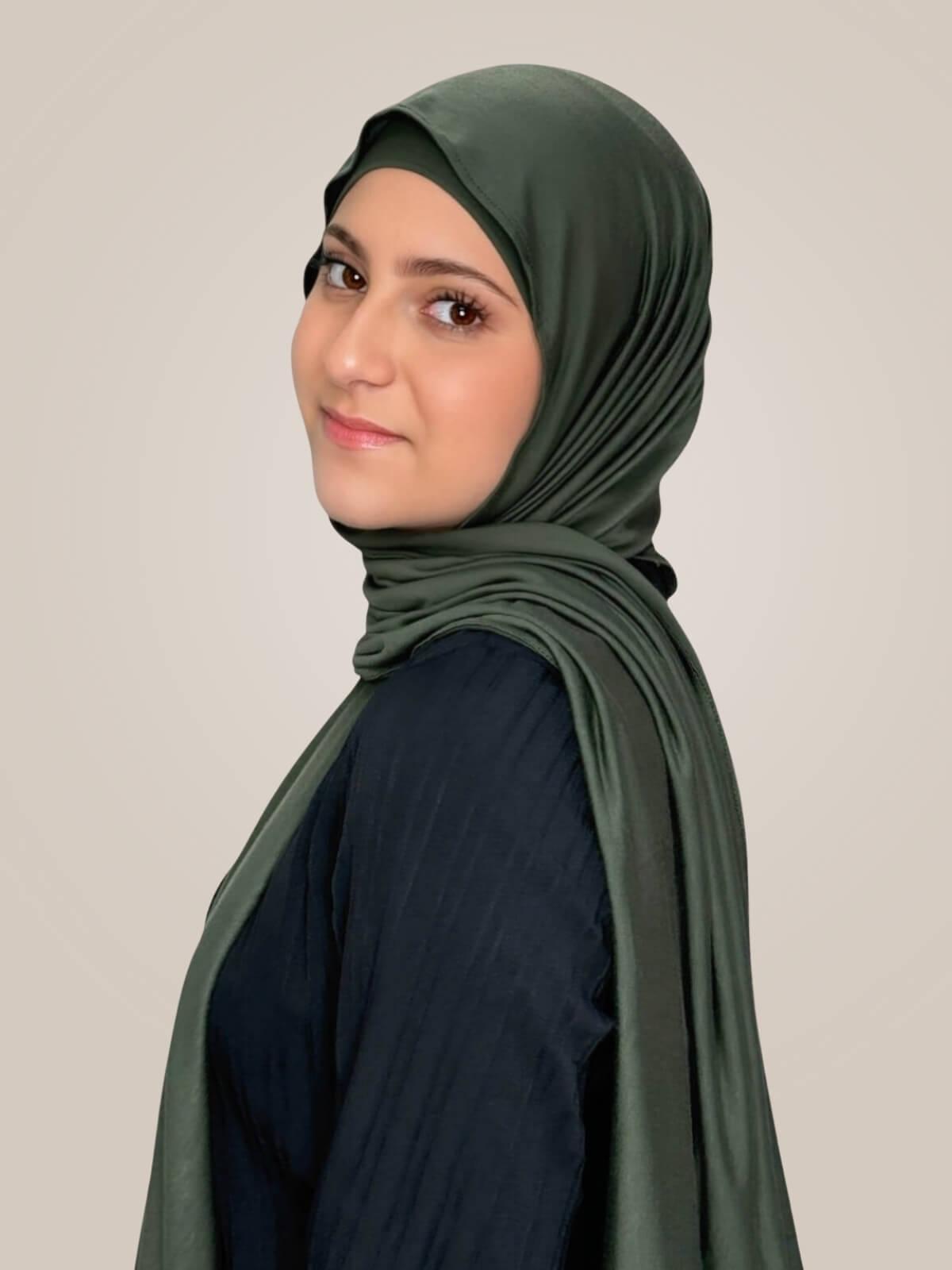 Modish Girl Premium Jersey hijab-Army Green