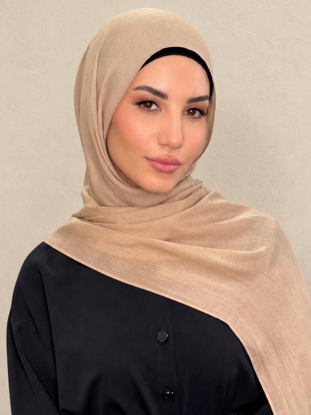 Cotton Modal Hijab-Tan