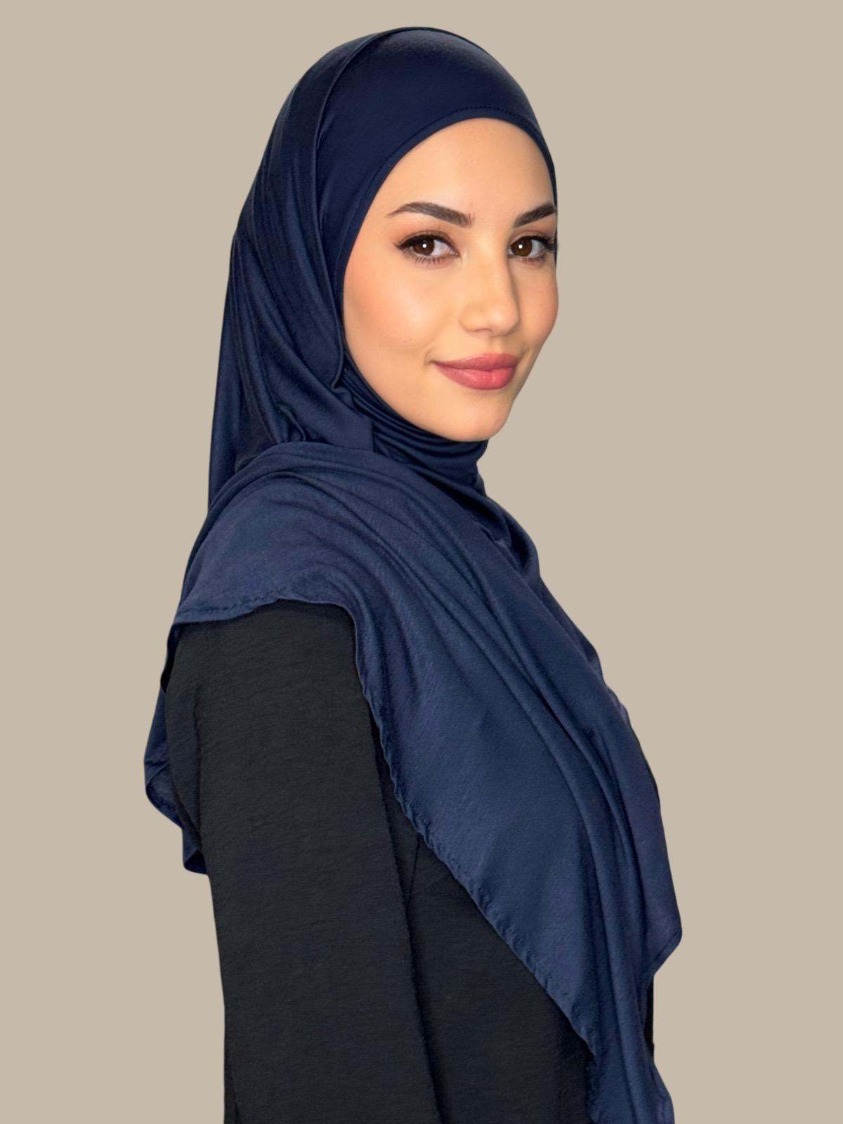 Pre-Sewn Jersey Hijab-Navy