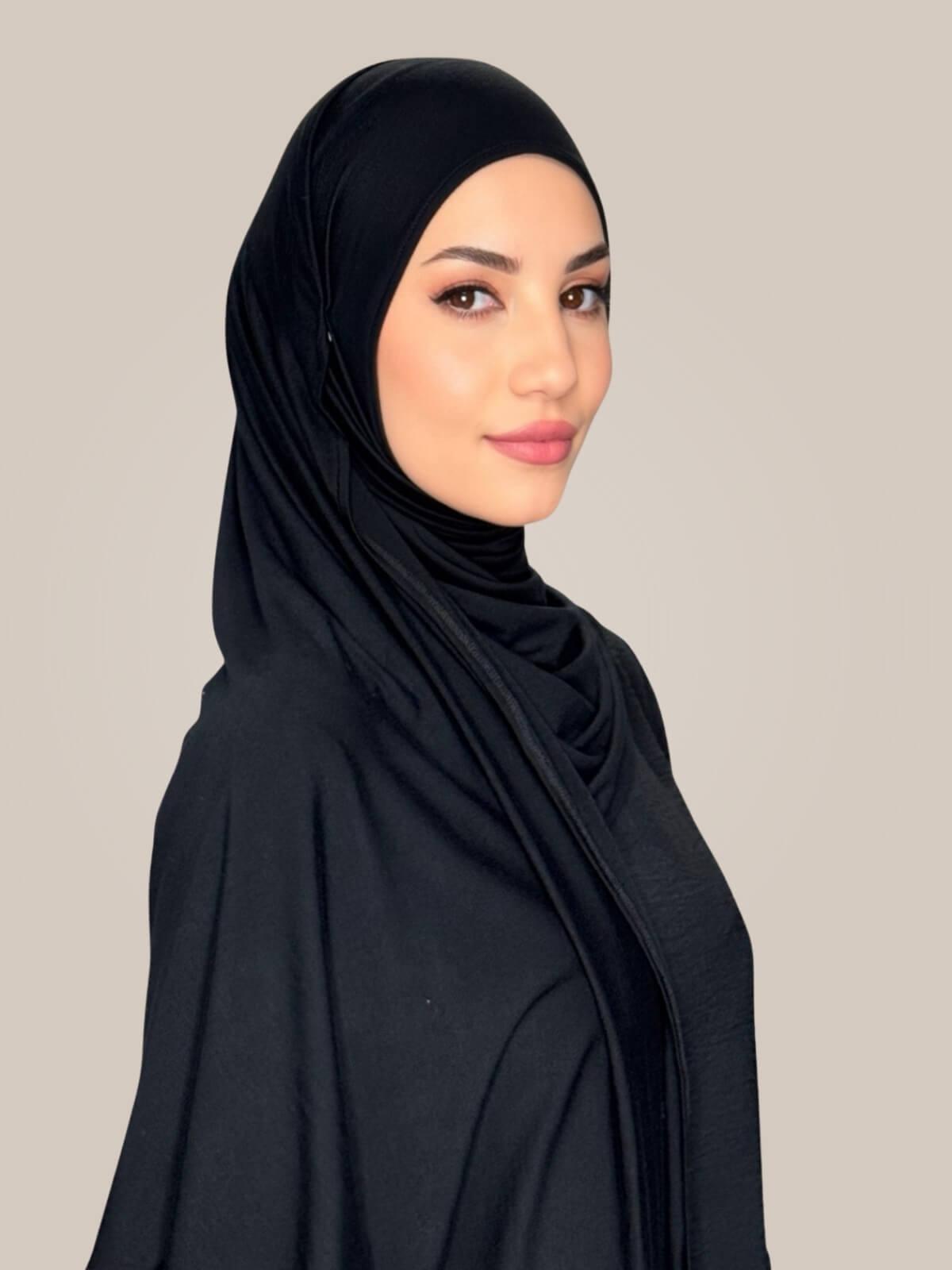 Pre-Sewn Jersey Hijab-Black