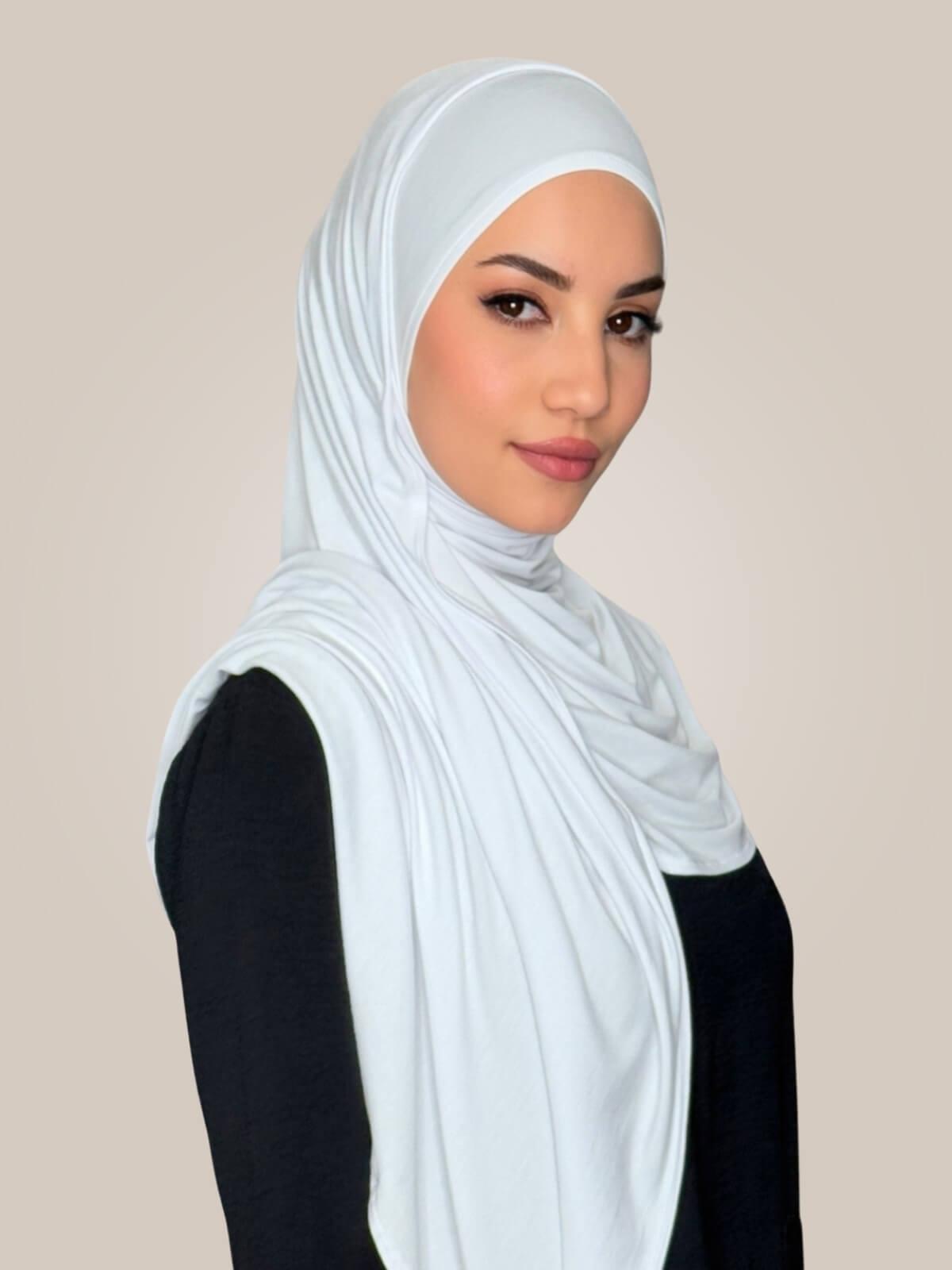 Pre-Sewn Jersey Hijab-White